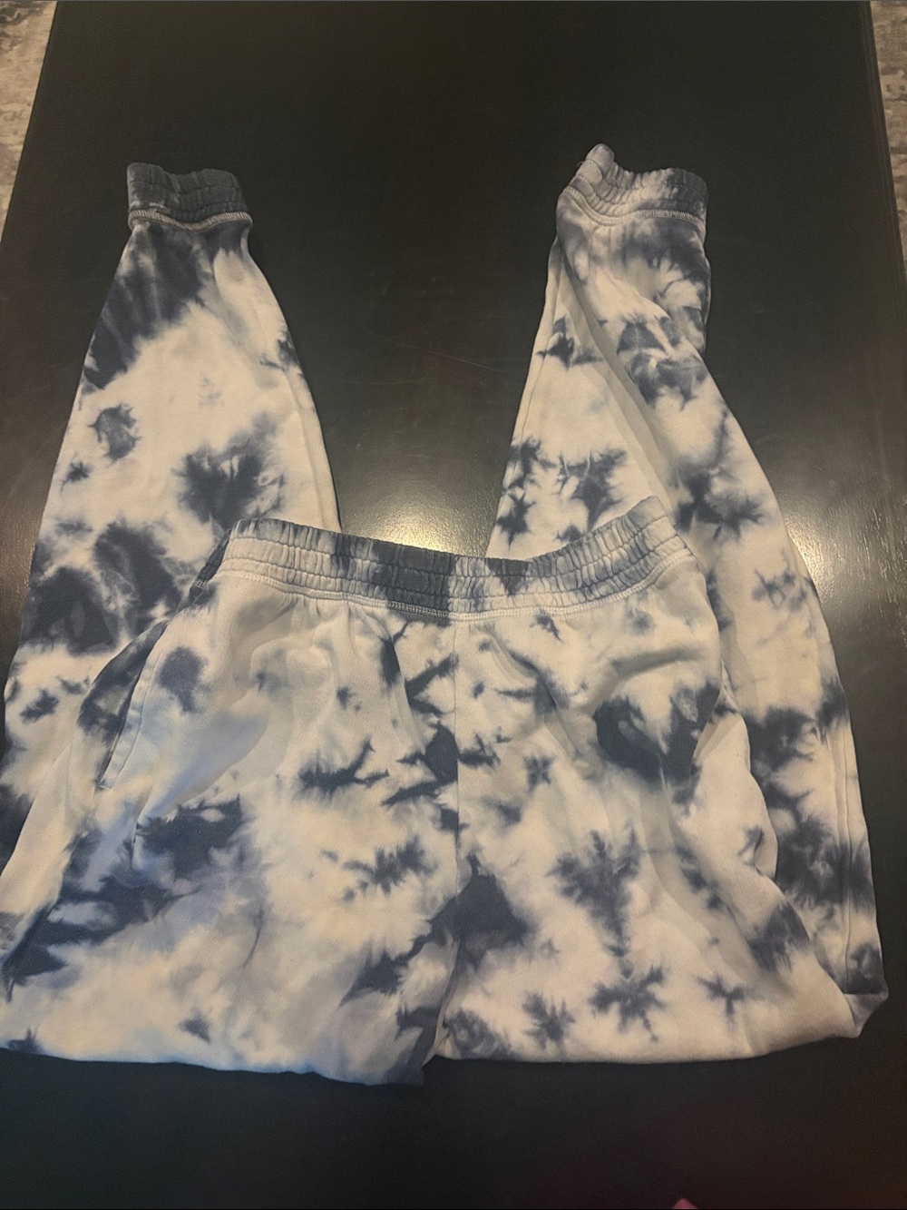 Tie-Dye Ankle Jogger Sweatpants - Navy & White